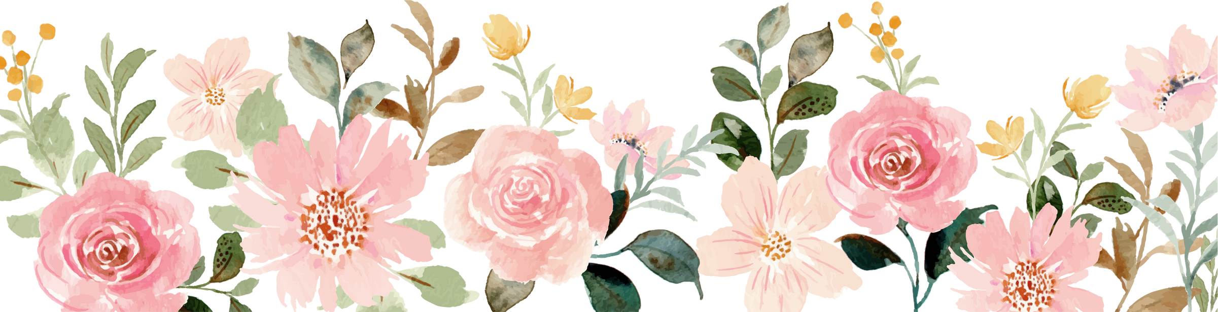 Watercolor peach rose flower border